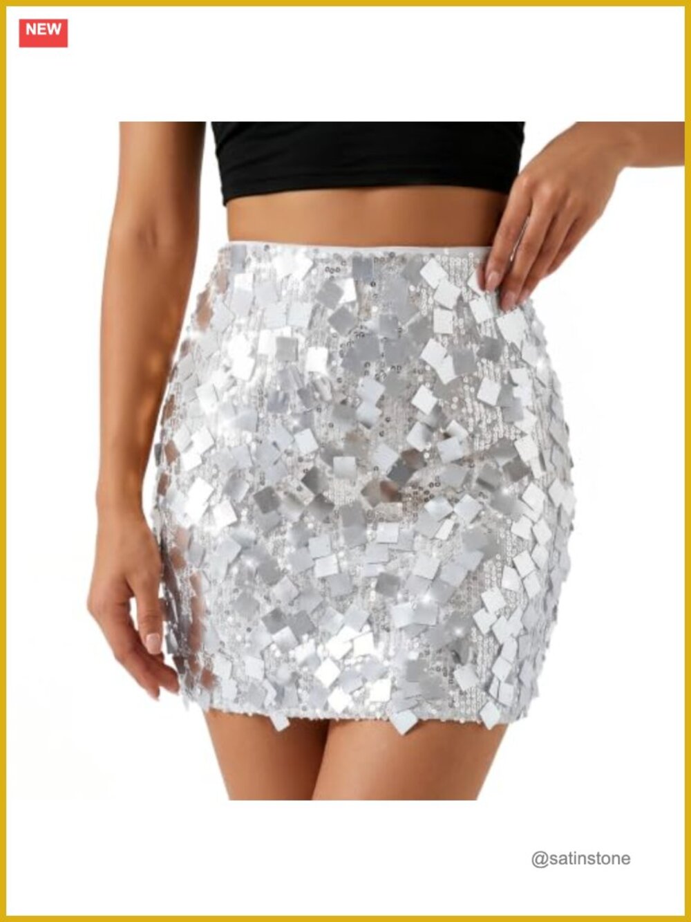 Sequin Mini Skirt Stretchy Bodycon High Waist Pencil Party Night Out